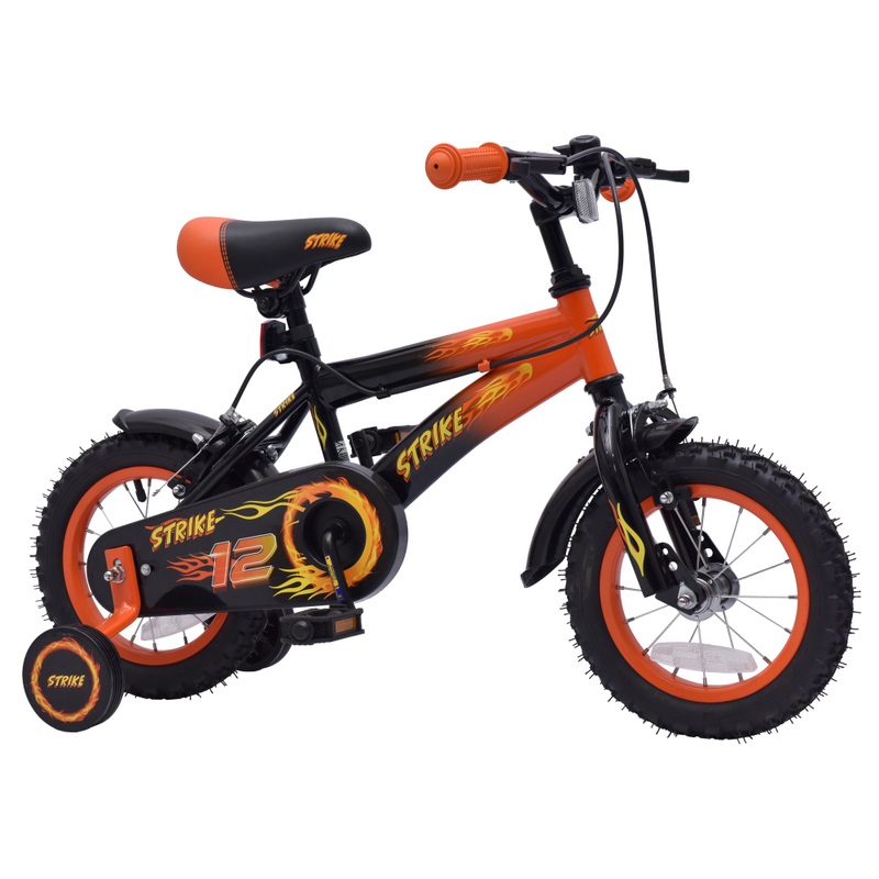 12 Zoll Fahrrad Strike Kinderfahrrad mit Stützrädern orange/schwarz