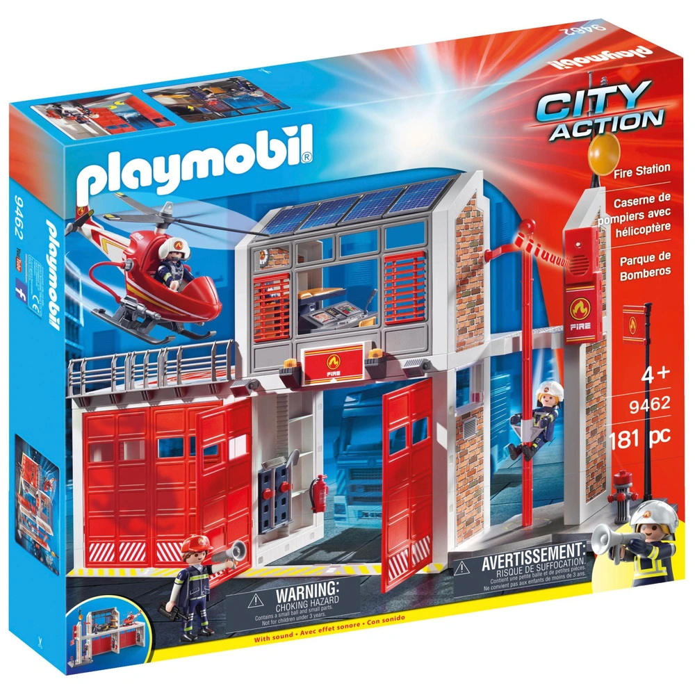 PLAYMOBIL City Action 9462 Große Feuerwache mit Feuerwehr-Hubschrauber