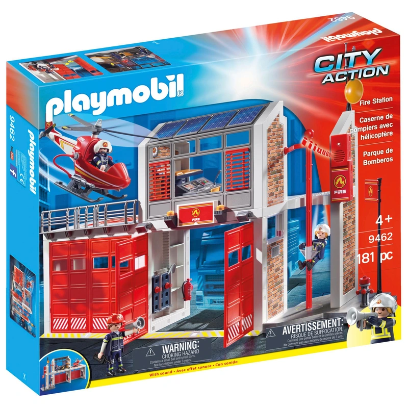PLAYMOBIL City Action 9462 Große Feuerwache mit Feuerwehr-Hubschrauber